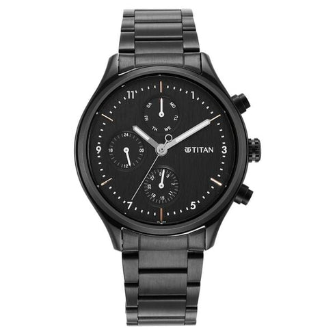 Titan Neo Black Dial Quartz Multifunction Stainless Steel Strap watch