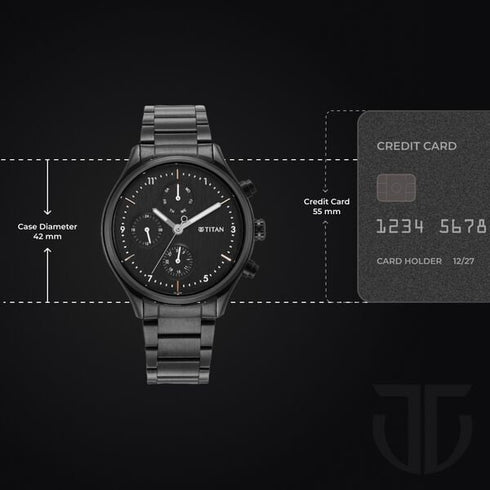 Titan Neo Black Dial Quartz Multifunction Stainless Steel Strap watch