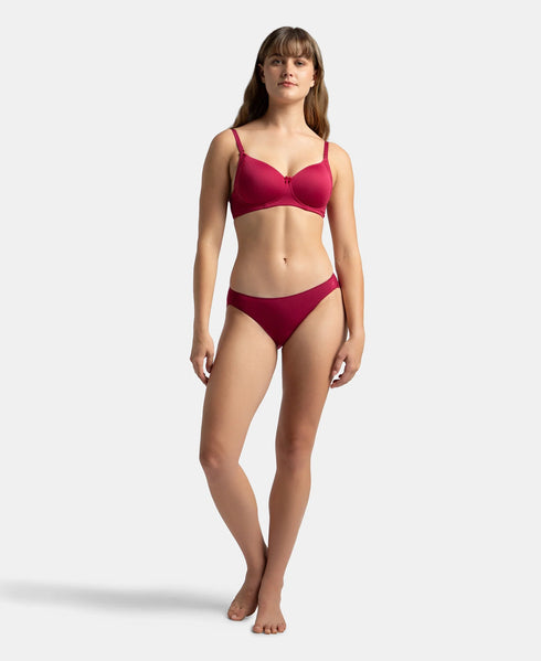 Jockey Medium Coverage Micro Modal Bikini With Concealed Waistband | Mocha & Anemone | Pack of 2