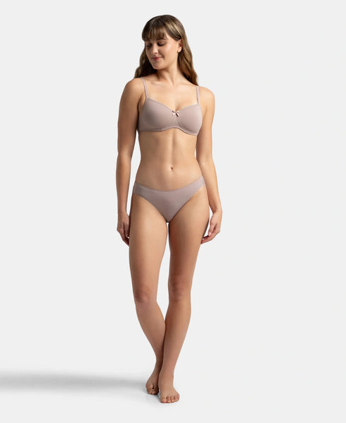 Jockey Medium Coverage Micro Modal Bikini With Concealed Waistband | Mocha & Anemone | Pack of 2