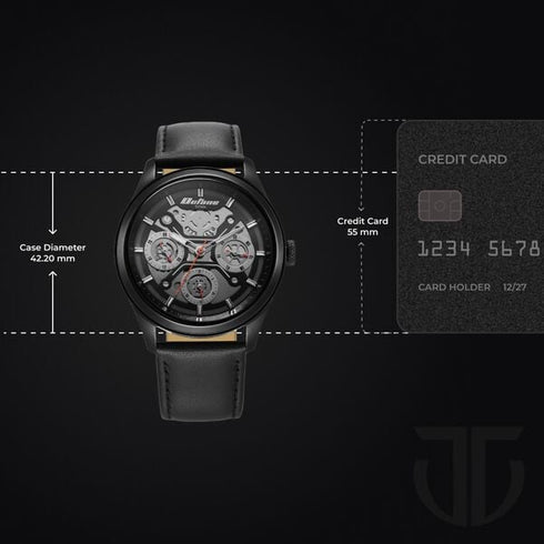 Titan Octane Multifunction Black Dial Black Leather Strap Watch For Men