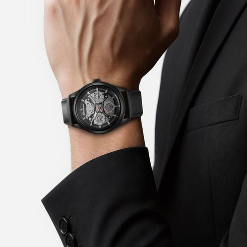 Titan Octane Multifunction Black Dial Black Leather Strap Watch For Men
