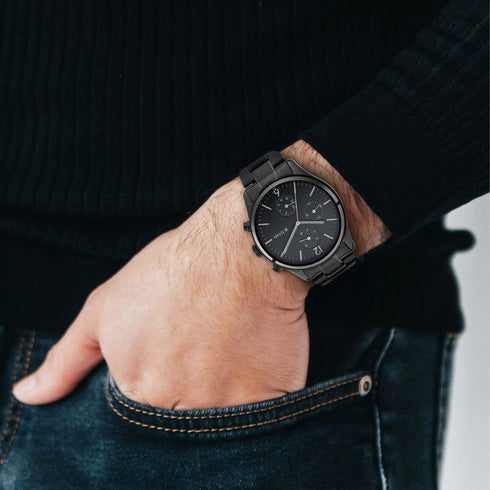 Titan Workwear Multifunction Black Dial Black Metal Strap Watch For Men