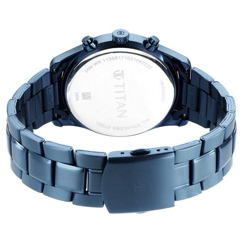 Titan Neo Splash Quartz Analog with Date Blue Dial Blue Stainless Steel Strap Watch