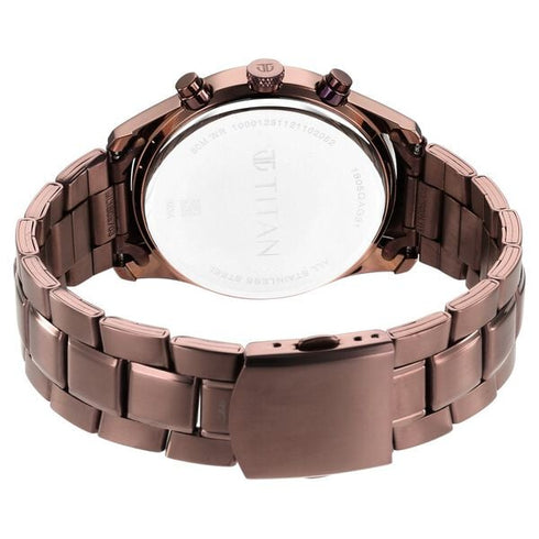 Titan Neo Splash Quartz Multifunction Black Dial Stainless Steel Strap Watch