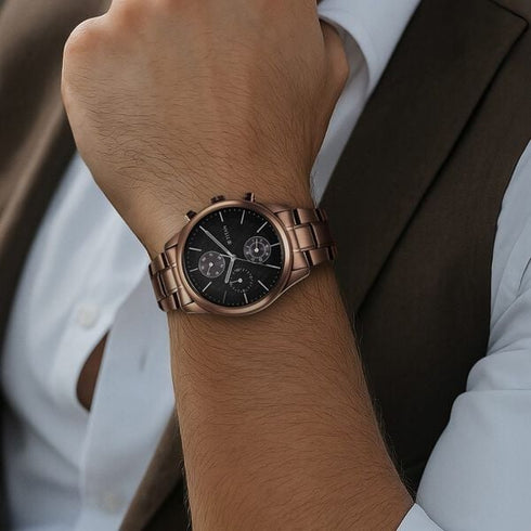 Titan Neo Splash Quartz Multifunction Black Dial Stainless Steel Strap Watch