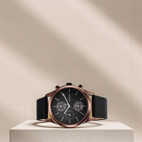 Titan Men's Infinity Chrono watch Durable Leather Strap