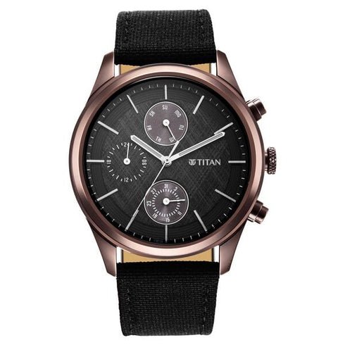 Titan Men's Infinity Chrono watch Durable Leather Strap