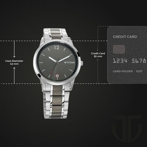 Titan Men's Timeless Style Watch: Refined Anthra Dial and Metal Strap