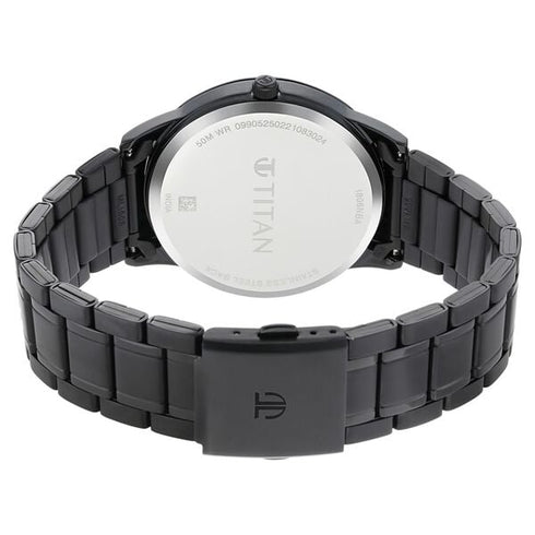 Titan Minimals Quartz Analog with Date Black Dial Black Metal Strap Watch