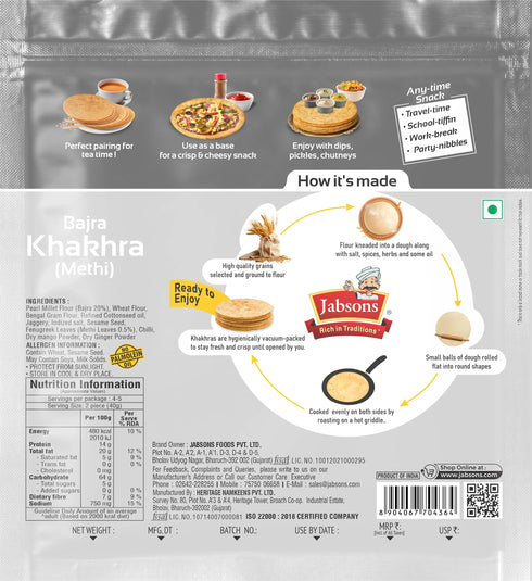 Jabsons Foods Bajra Methi Khakhra
