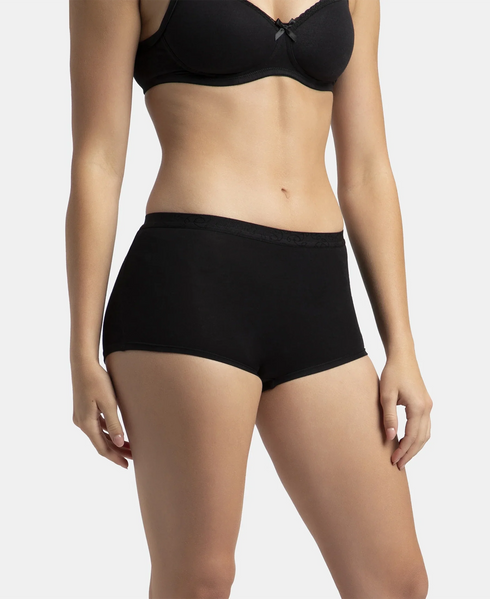 Jockey Full Coverage Micro Modal Boy Shorts with StayFresh Treatment | Black