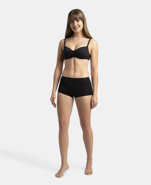 Jockey Full Coverage Micro Modal Boy Shorts with StayFresh Treatment | Black