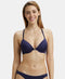 Jockey Under-Wired Padded Soft Touch Microfiber Stretch Full Coverage T-Shirt Bra with Lace Back Styling - Classic Navy