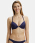 Jockey Under-Wired Padded Soft Touch Microfiber Stretch Full Coverage T-Shirt Bra with Lace Back Styling - Classic Navy