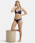 Jockey Under-Wired Padded Soft Touch Microfiber Stretch Full Coverage T-Shirt Bra with Lace Back Styling - Classic Navy