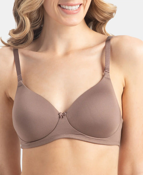 Jockey Wirefree Padded Microfiber Stretch Full Coverage T-Shirt Bra with Magic Under Cup - Deep Taupe