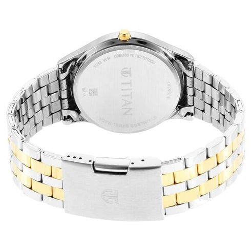Titan Men's Trendsetter Watch: Chic Blue Dial & Two-Tone Strap