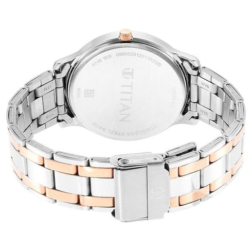 Titan Karishma Quartz Analog Black Dial Two Toned Stainless Steel Strap Watch For Men