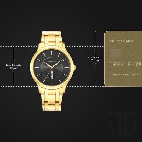 Titan Karishma Quartz Analog with Day and Date Black Dial Golden