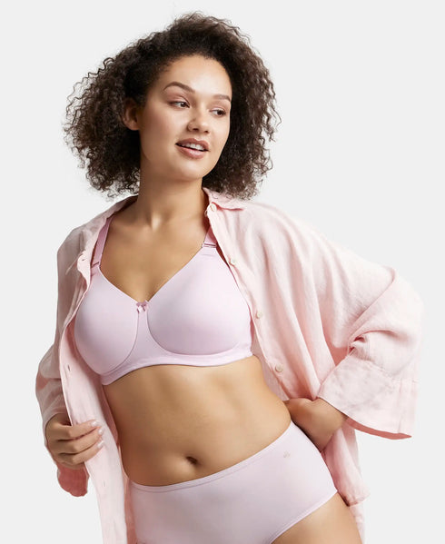 Jockey Wirefree Padded Soft Touch Microfiber Stretch Full Coverage Plus Size Bra with Magic Under Cup - Fragrant Lily
