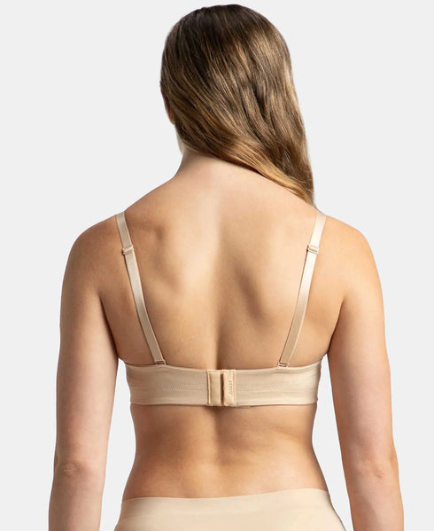 Jockey Under-Wired Padded Soft Touch Microfiber Stretch Full Coverage Strapless Bra with Ultra-Grip Support Band - Light Skin