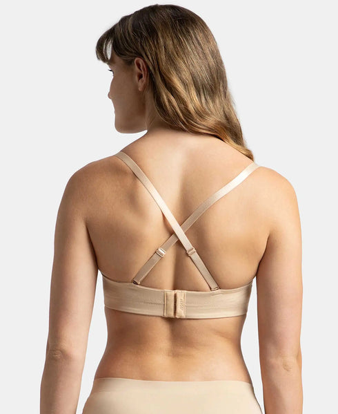 Jockey Under-Wired Padded Soft Touch Microfiber Stretch Full Coverage Strapless Bra with Ultra-Grip Support Band - Light Skin