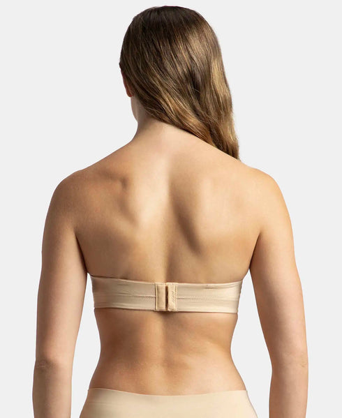 Jockey Under-Wired Padded Soft Touch Microfiber Stretch Full Coverage Strapless Bra with Ultra-Grip Support Band - Light Skin