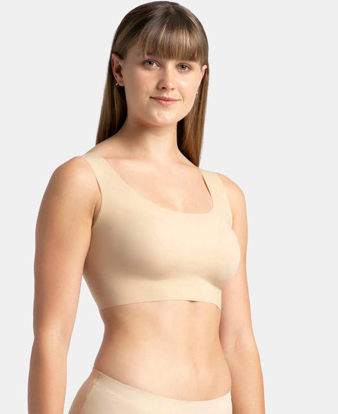 Jockey Wirefree Padded Soft touch Microfiber Bonded Tech Full Coverage Lounge Bra with 360 Degree Stretch - Skin