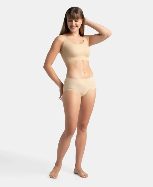 Jockey Wirefree Padded Soft touch Microfiber Bonded Tech Full Coverage Lounge Bra with 360 Degree Stretch - Skin