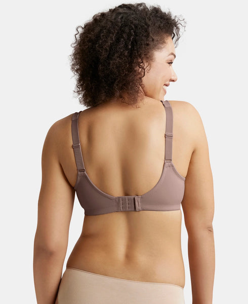 Jockey Wirefree Non Padded Soft Touch Microfiber Stretch Full Coverage Minimizer Bra with Broad Cushioned Fabric Strap - Deep Taupe