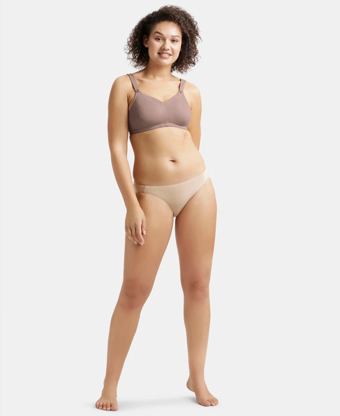 Jockey Wirefree Non Padded Soft Touch Microfiber Stretch Full Coverage Minimizer Bra with Broad Cushioned Fabric Strap - Deep Taupe