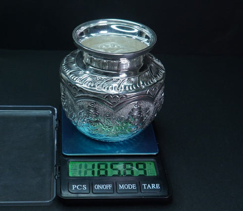 Pure Silver Ashta Laxmi Lota 185.89g By Mahita Collections