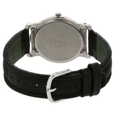 Titan Analog Silver Dial Quartz Stainless Steel Black Leather Strap Watch