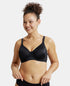 Jockey Under-Wired Non-Padded Soft Touch Microfiber Stretch Full Coverage Minimizer Bra with Broad Wings - Black