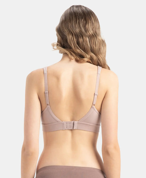 Jockey Wirefree Padded Soft Touch Microfiber Stretch Full Coverage T-Shirt Bra with Longline Styling - Mocha