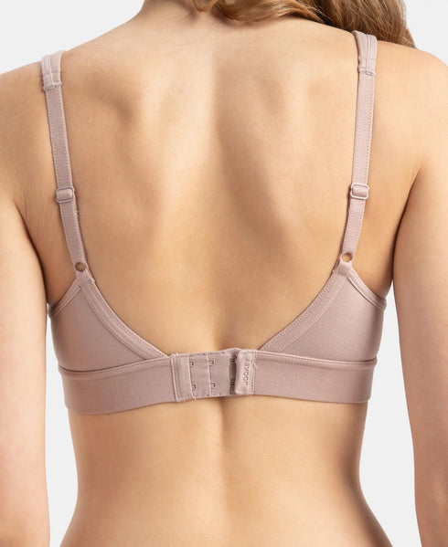 Jockey Wirefree Padded Soft Touch Microfiber Stretch Full Coverage T-Shirt Bra with Longline Styling - Mocha