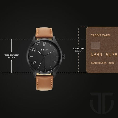 Titan Quartz Analog Black Dial Leather Strap Watch for Men