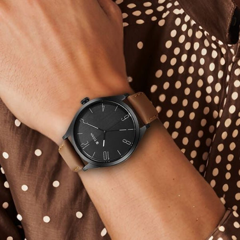 Titan Quartz Analog Black Dial Leather Strap Watch for Men