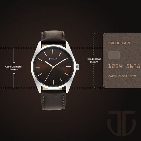 Titan Workwear Brown Dial Analog Leather Strap Watch Men