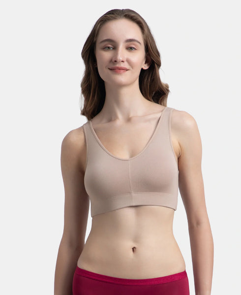 Jockey Wirefree Padded Tencel Micro Modal Stretch Full Coverage Lounge Bra with Concealed Underband - Mocha