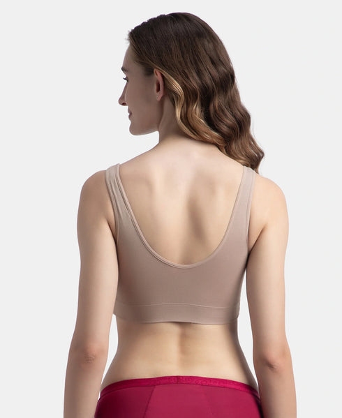 Jockey Wirefree Padded Tencel Micro Modal Stretch Full Coverage Lounge Bra with Concealed Underband - Mocha
