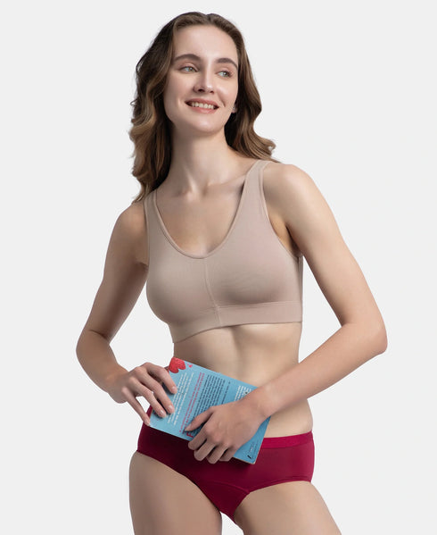 Jockey Wirefree Padded Tencel Micro Modal Stretch Full Coverage Lounge Bra with Concealed Underband - Mocha