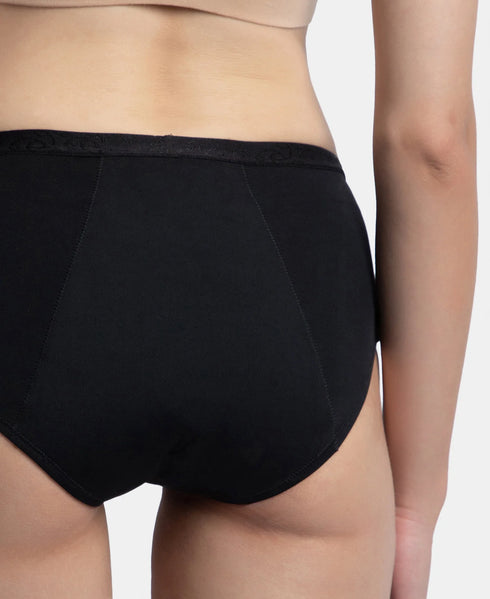 Jockey Pack of 2 Tactel Microfiber Period Panty with Leak Proof Inner Absorbent Layer | Black & Navy