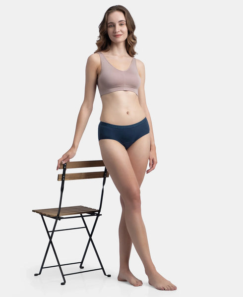 Jockey Pack of 2 Tactel Microfiber Period Panty with Leak Proof Inner Absorbent Layer | Black & Navy