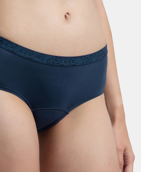 Jockey Pack of 2 Tactel Microfiber Period Panty with Leak Proof Inner Absorbent Layer | Black & Navy