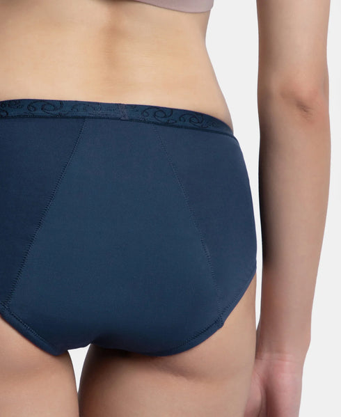 Jockey Pack of 2 Tactel Microfiber Period Panty with Leak Proof Inner Absorbent Layer | Black & Navy