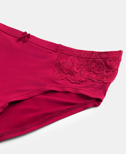 Jockey Full Coverage Soft Touch Microfiber Hipster with Lace Styling | Anemone