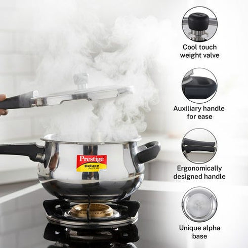Prestige Deluxe Alpha Svachh Stainless Steel Spillage Control Junior Handi 4 L