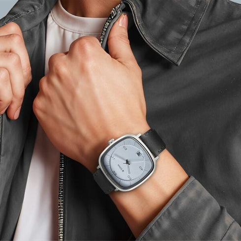 Titan Quartz Analog with Date Anthracite Dial Leather Strap Watch